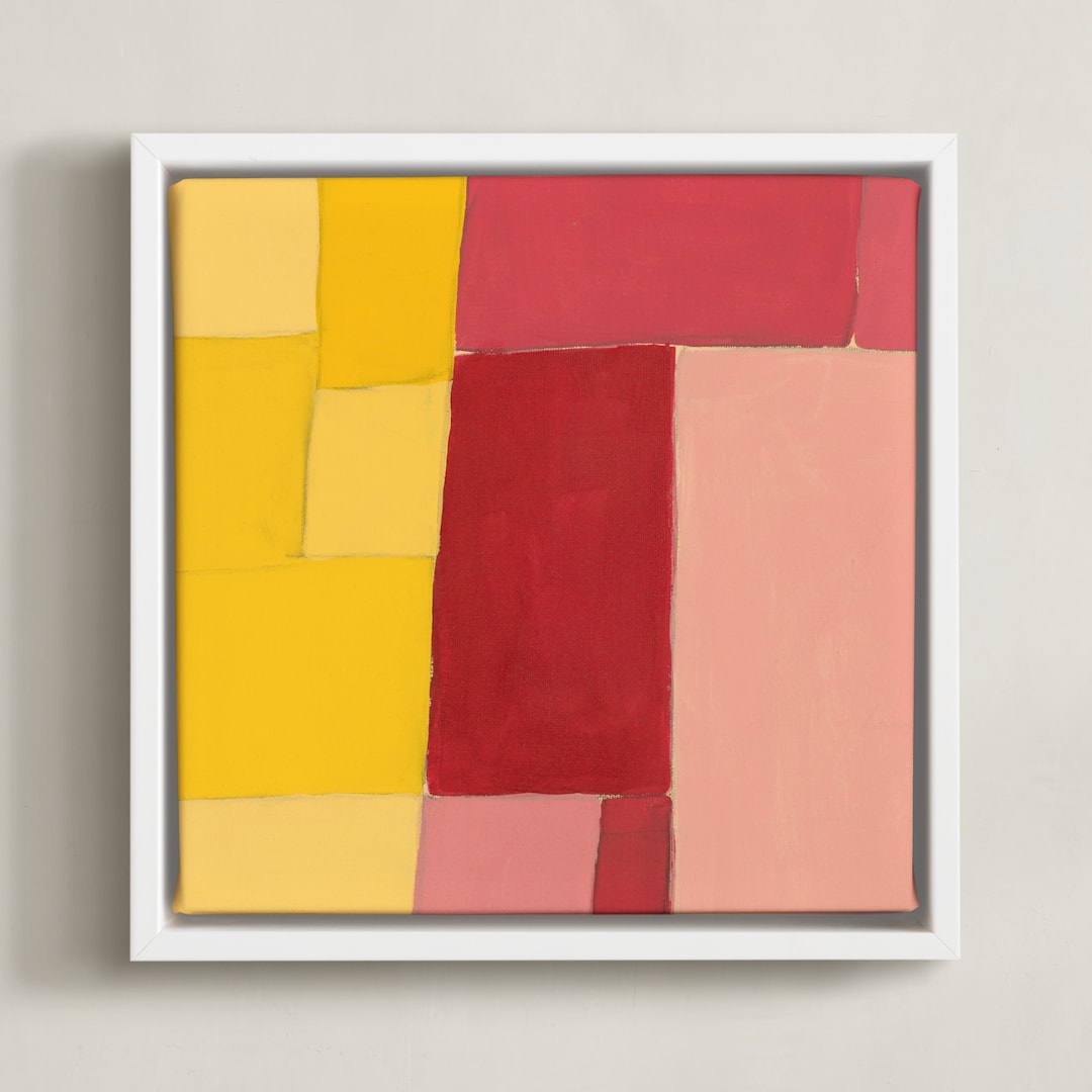 "Structured Rainbow 4" - Art Print in Yellow by Anna Veit Nowak - Framed Canvas