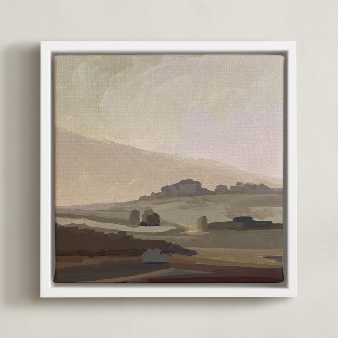 "Misty Daybreak" - Art Print in dusty rose by Amanda Phelps - Framed Canvas