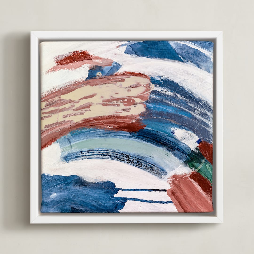 "Yin & Yang II" - Art Print in Indigo + Orange by Mary Gaspar - Framed Canvas