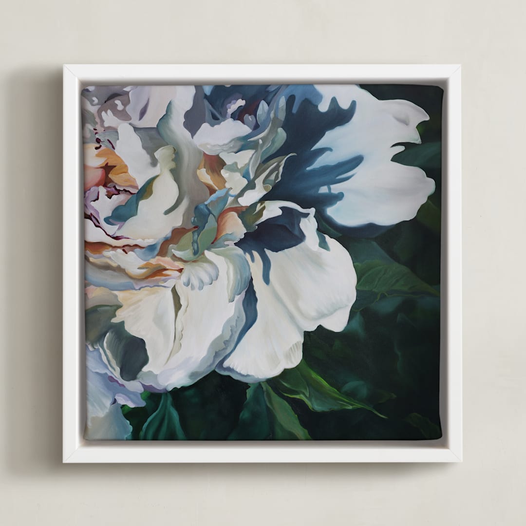 "Shadow Blues 1" - Art Print in Cool Blues by Mandy Trimble Leonard - Framed Canvas