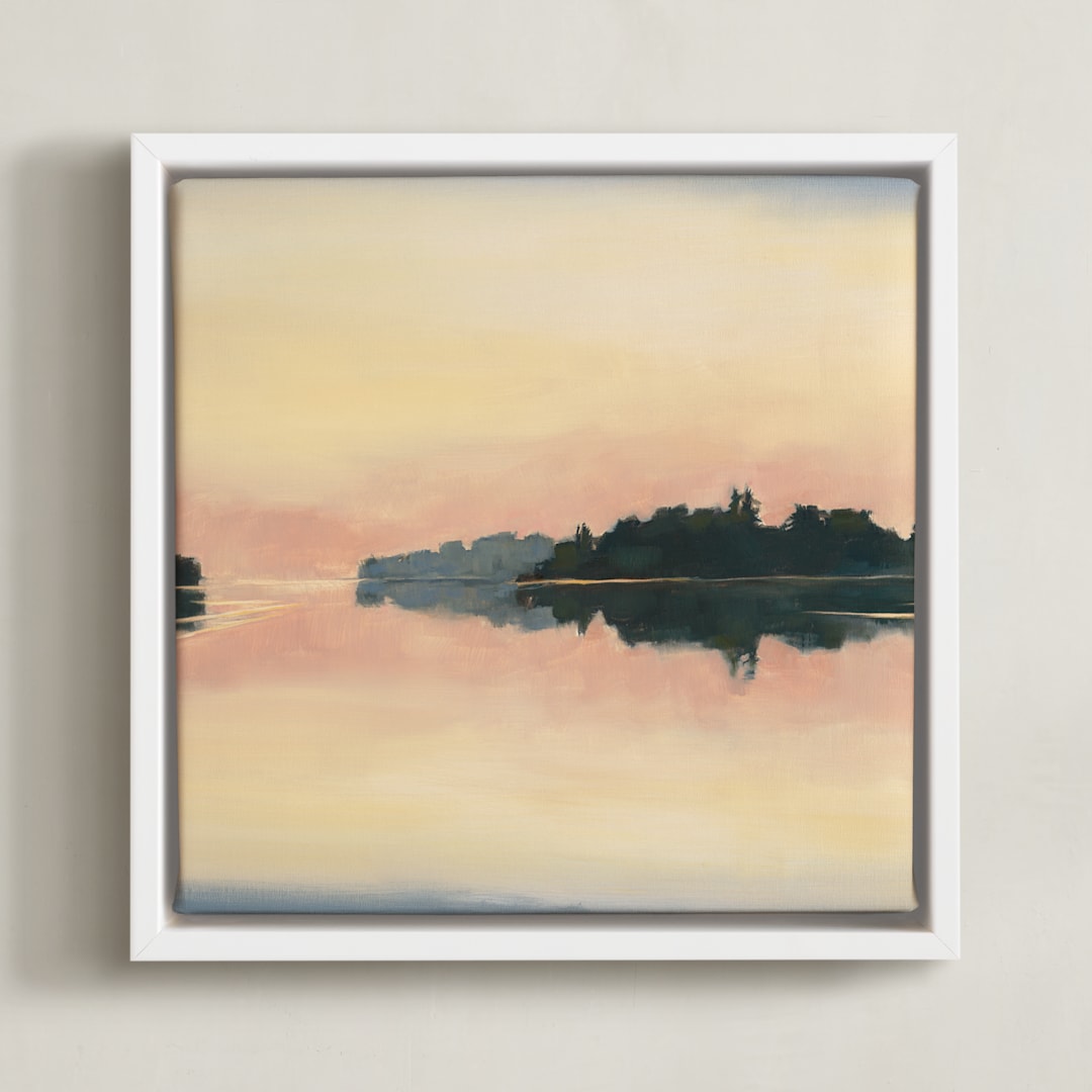 "Mist of Time I" - Art Print in Peach Reflection by Stephanie Goos Johnson - Framed Canvas