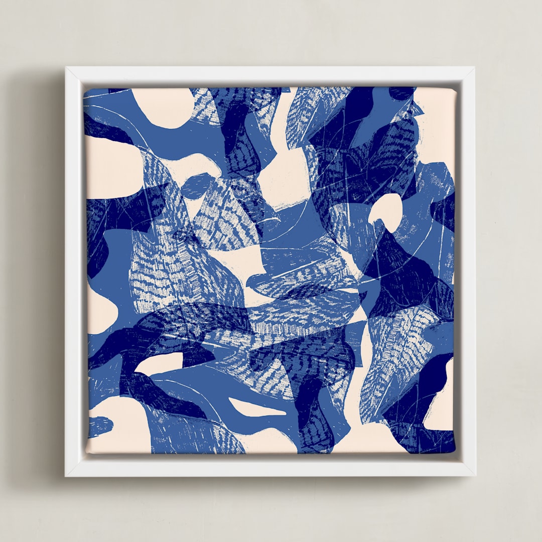 "Bird flight" - Art Print in Matisse Blue by Oana Prints - Framed Canvas