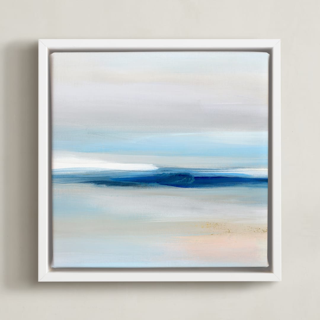 "Dive In" - Art Print in Sky Blue by Nicole Walsh - Framed Canvas