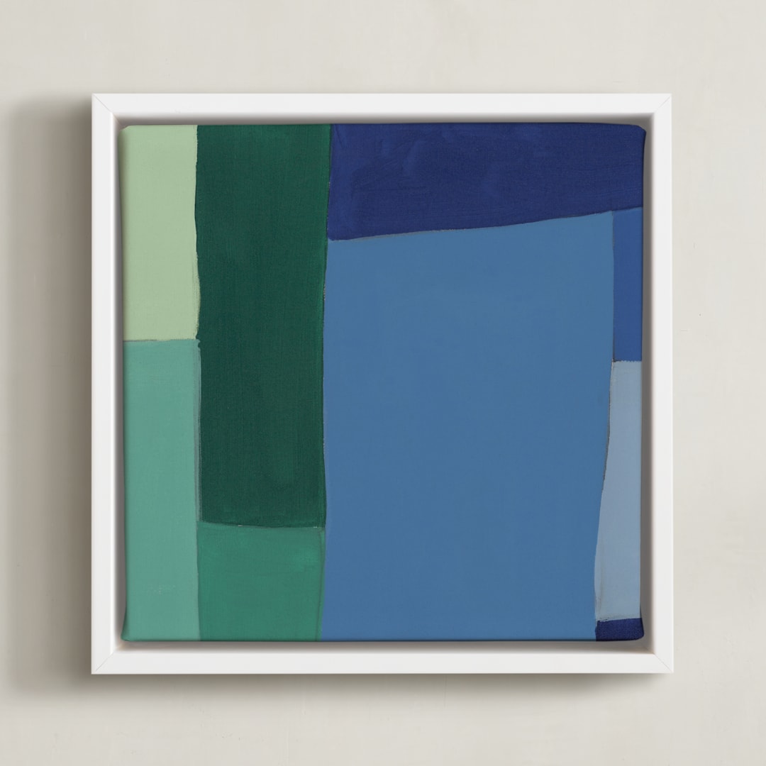 "Structured Rainbow 3" - Art Print in Blue by Anna Veit Nowak - Framed Canvas