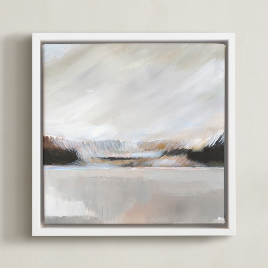 "Misty Beaches I" - Art Print in Misty Grey by AlisonJerry - Framed Canvas