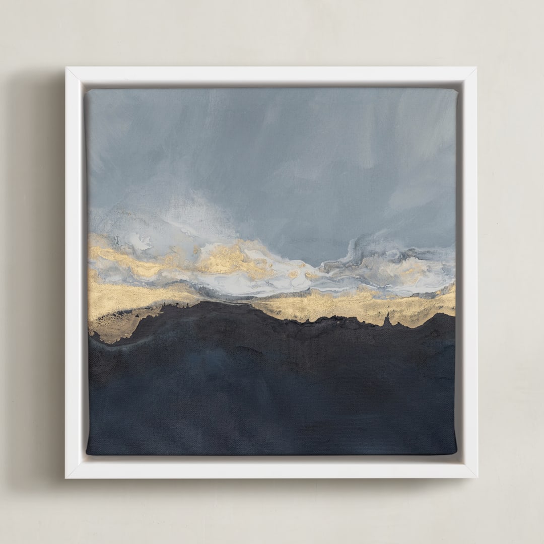 "Pearl Sky I" - Art Print in Deep Blue by Julia Contacessi - Framed Canvas