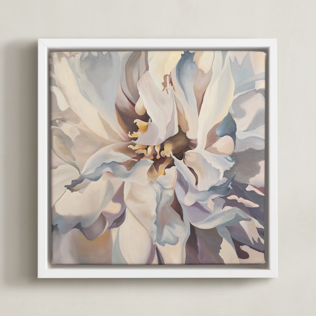 "Desert Peony" - Art Print in Pale Pink by Mandy Trimble Leonard - Framed Canvas