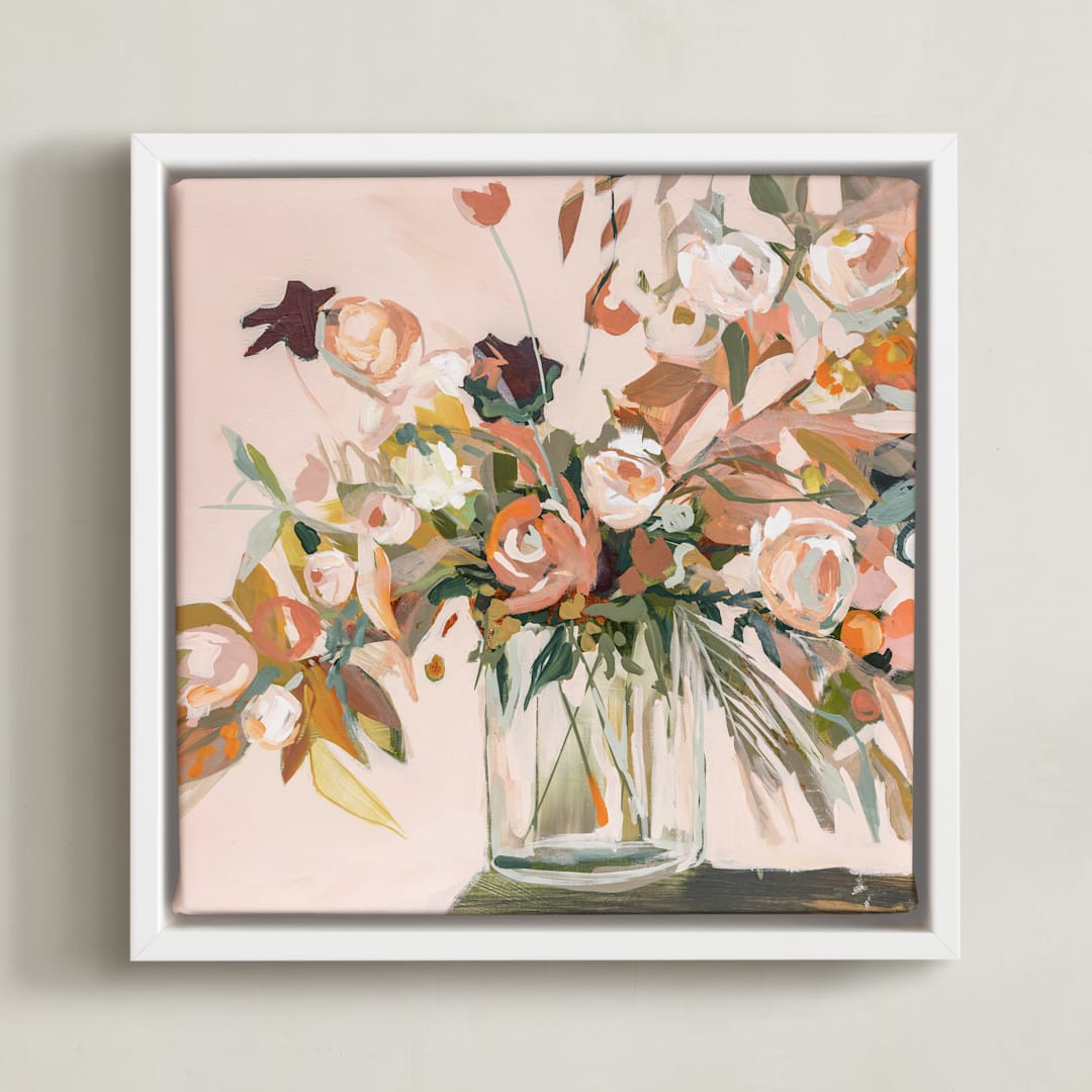 "Just Peachy" - Art Print in Blush pink by Jenny Westenhofer - Framed Canvas