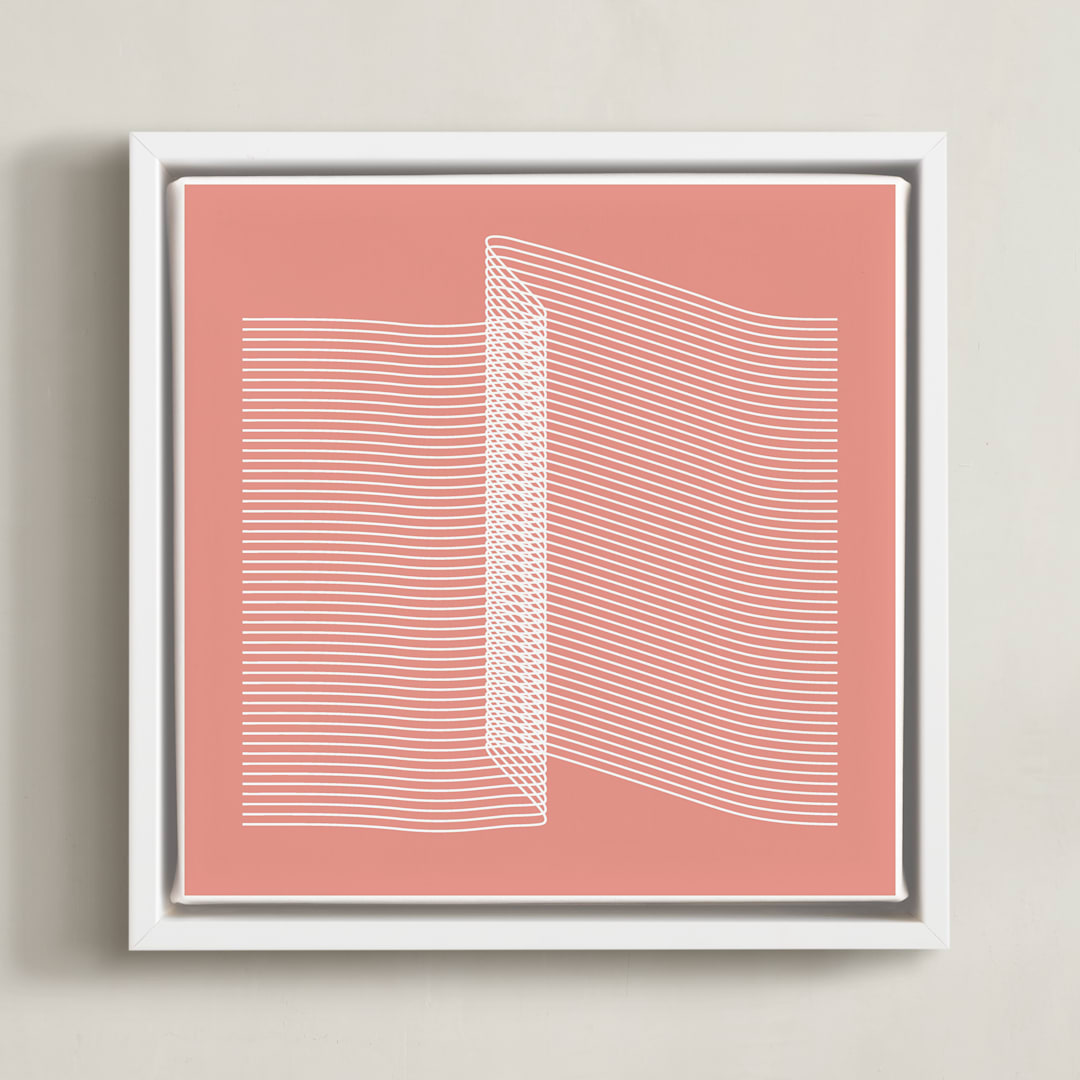"Pink and Lines rigth" - Art Print in coral pink by Marco Berrios - Framed Canvas