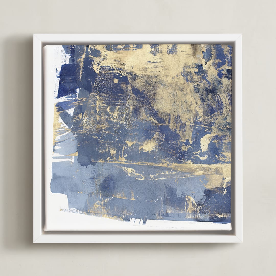 "Glow Stone I" - Art Print in Sapphire by Julia Contacessi - Framed Canvas
