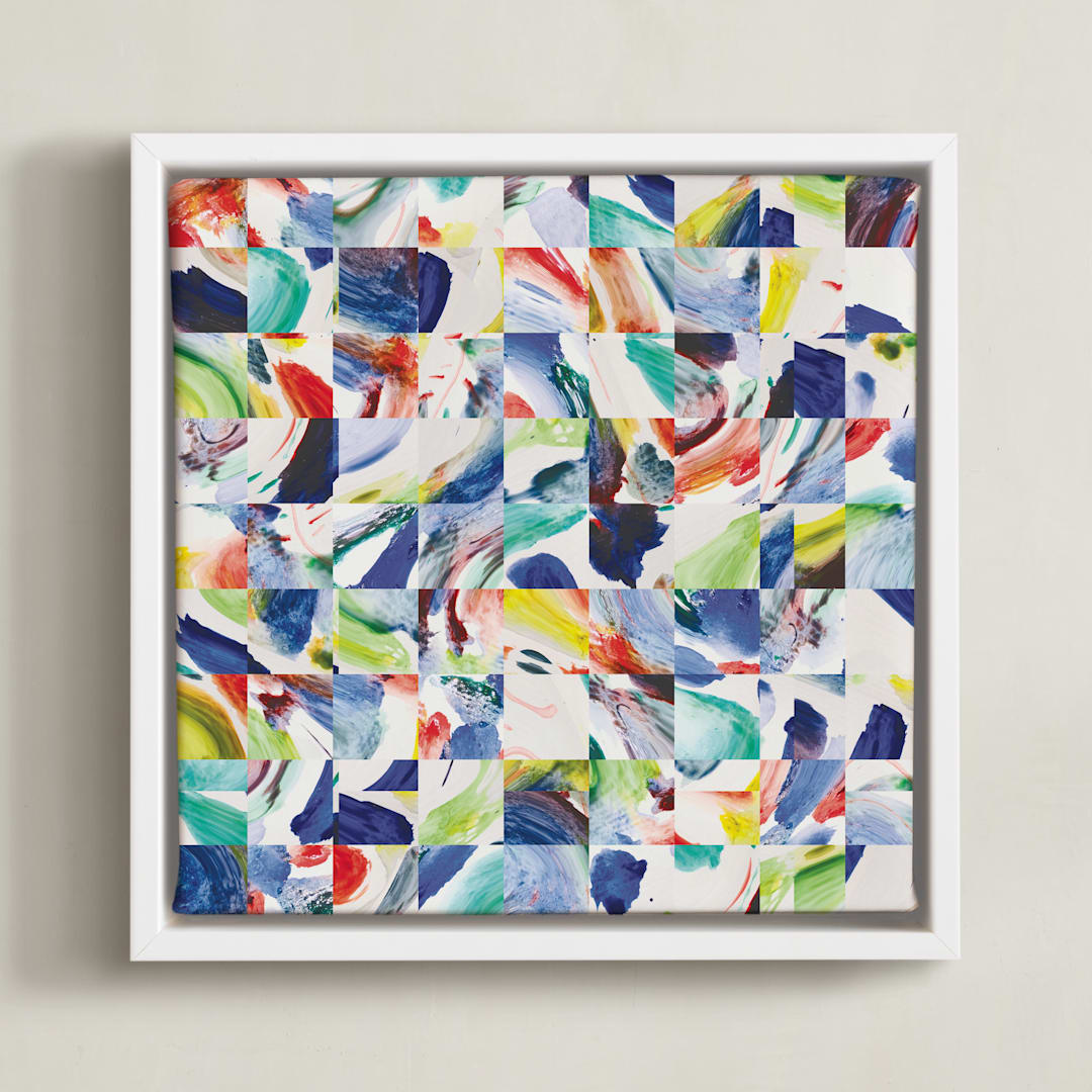 "Bright Collage" - Art Print in Sapphire Blue by Sheron Osiobor - Framed Canvas
