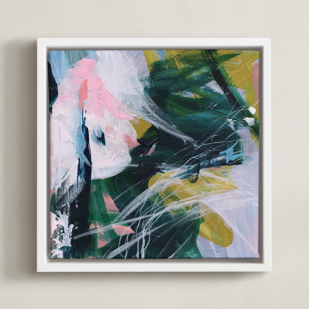 "Arm In Arm" - Art Print in Emerald Green by Jennifer Daily - Framed Canvas