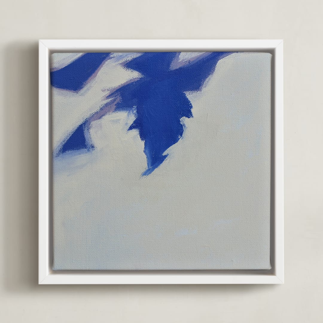 "Leaf Shadows II" - Art Print in Indigo by Katie Analise - Framed Canvas