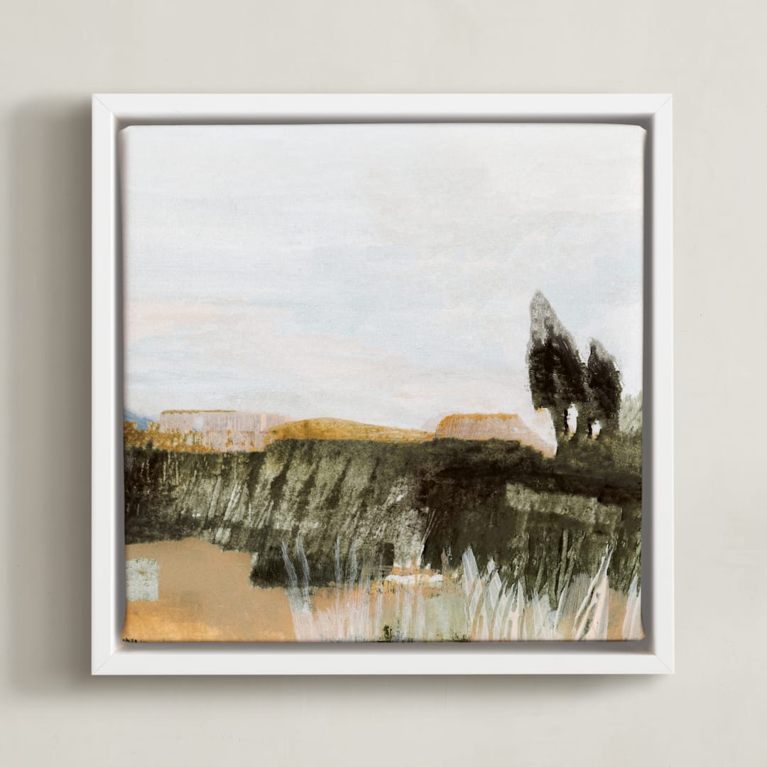 "Hudson (Triptych) III" - Art Print in Pale Blue by Mande Calhoun - Framed Canvas