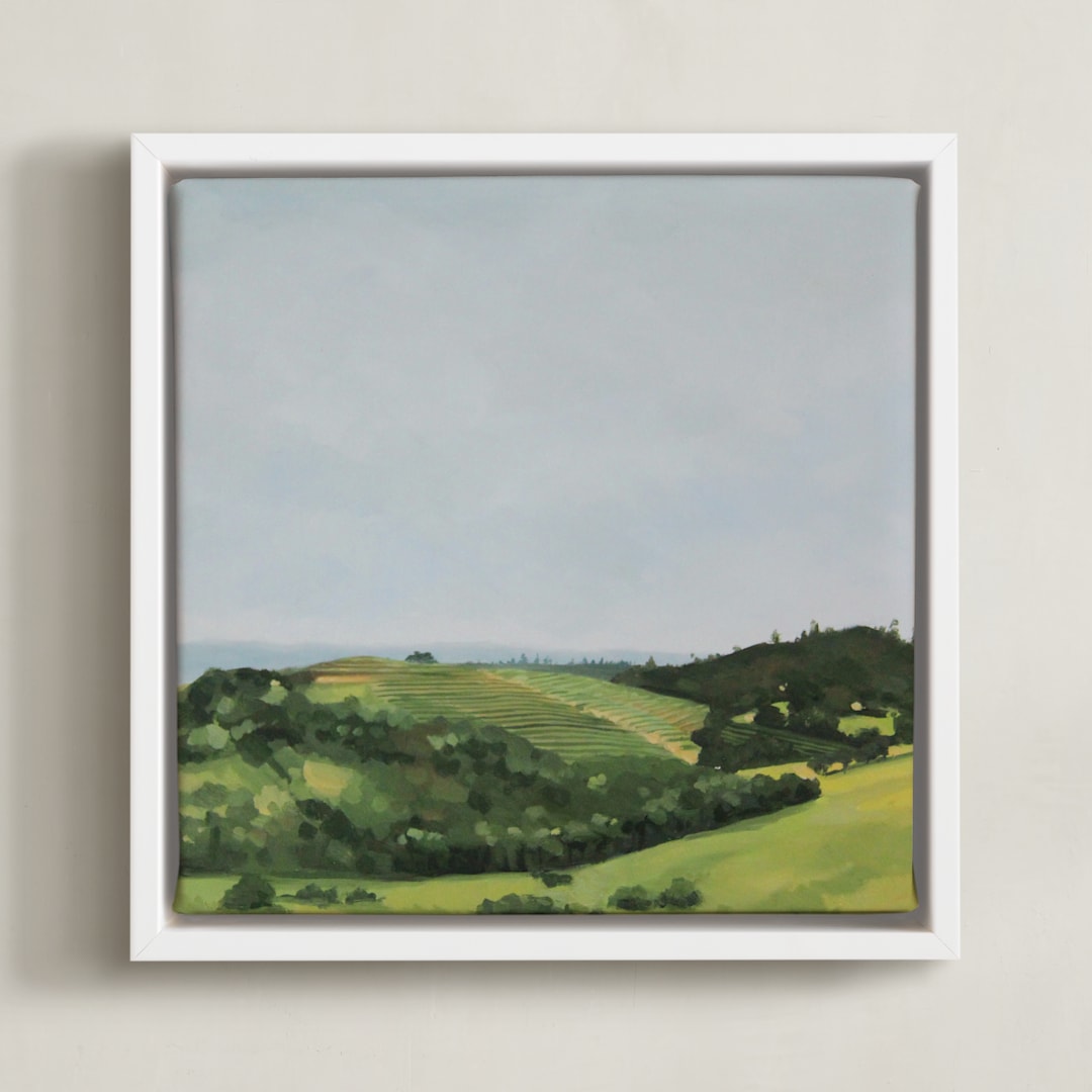 "Rolling Vines" - Art Print in sage by Amanda Phelps - Framed Canvas