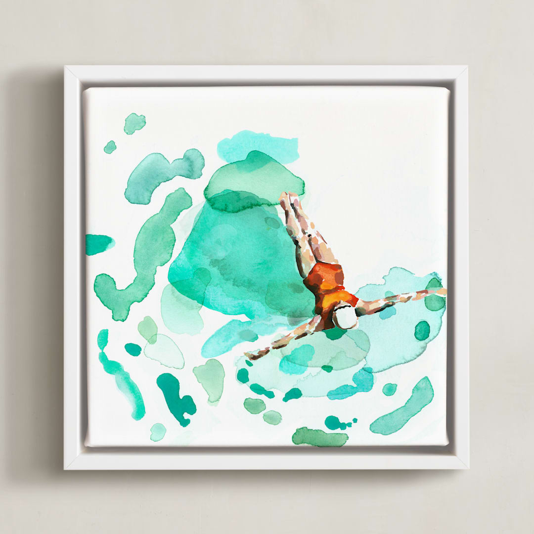 "Float" - Art Print in Aqua by Betty Hatchett - Framed Canvas