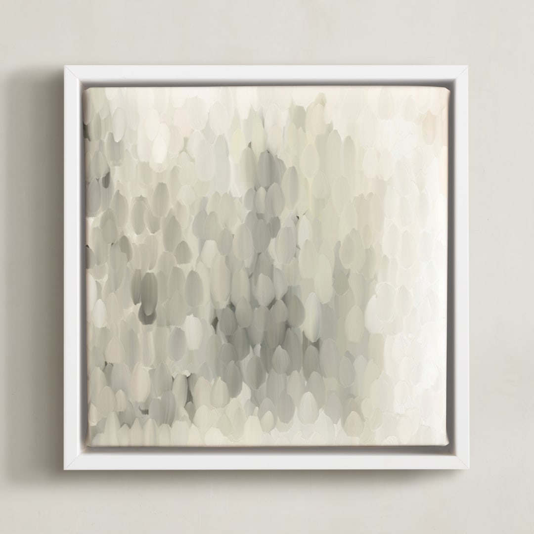 "Rain II" - Art Print in Soothing Greys by Amy Hall - Framed Canvas