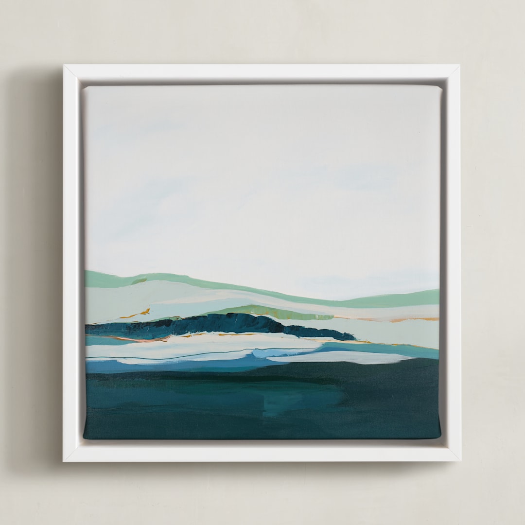 "Pacific Seascape" - Art Print in mint green by Caryn Owen - Framed Canvas