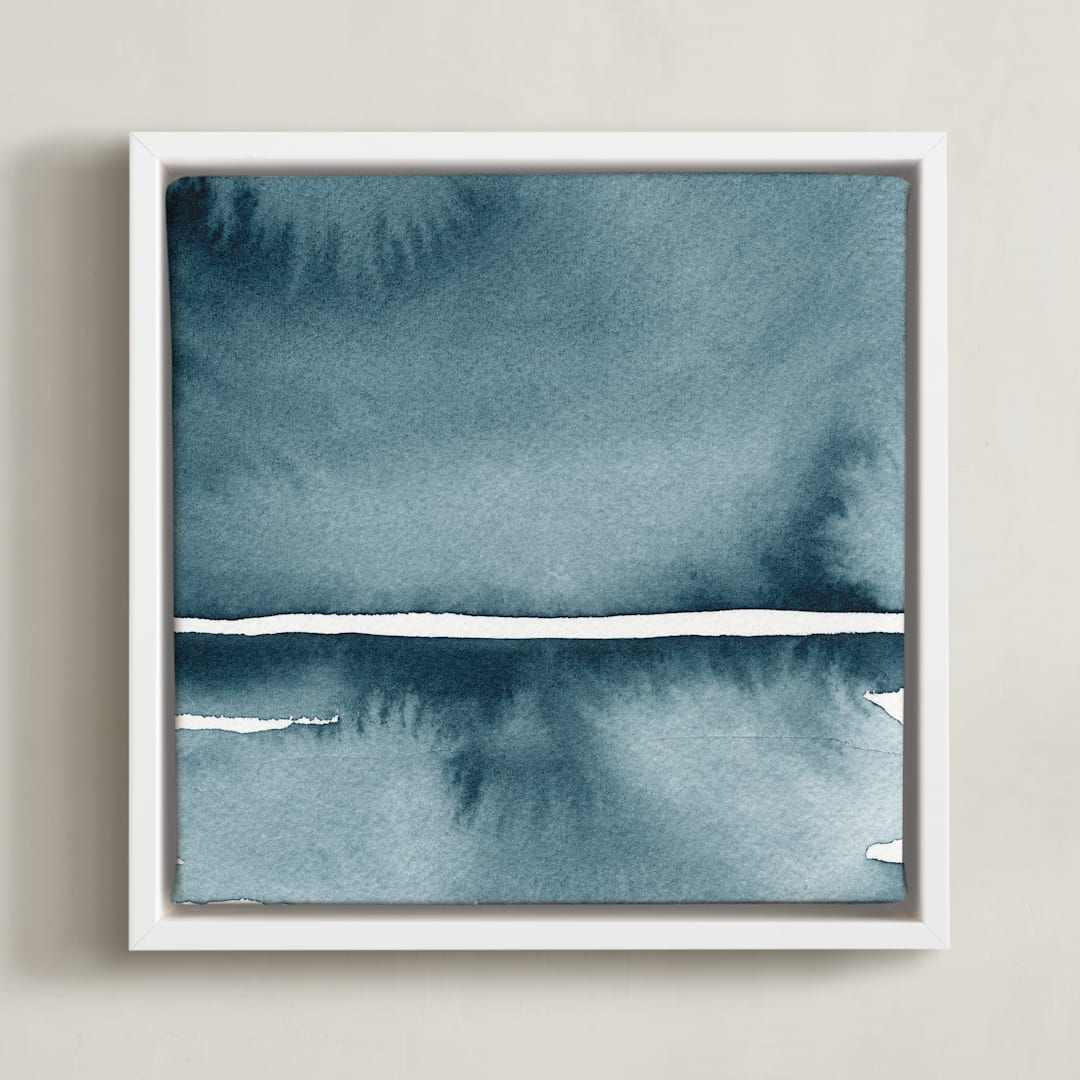 "Winter Windswept" - Art Print in Indigo Blue by Renee Anne Bouffard-McManus - Framed Canvas