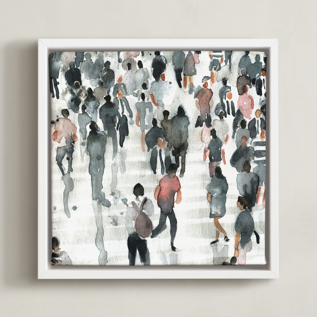 "Coming back" - Art Print in dark blue by Lulaloo - Framed Canvas