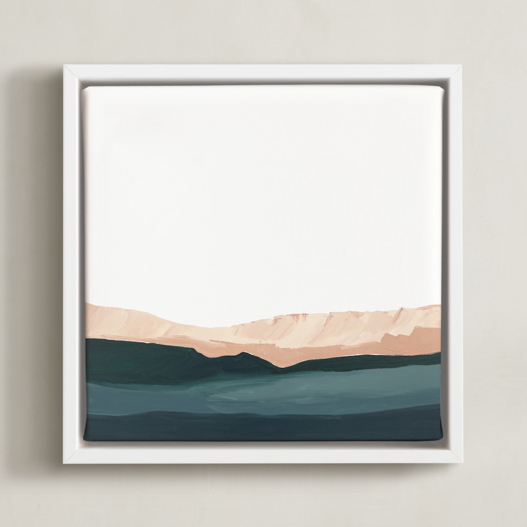"Santa Cruz Seascape #2" - Art Print in coral pink by Caryn Owen - Framed Canvas