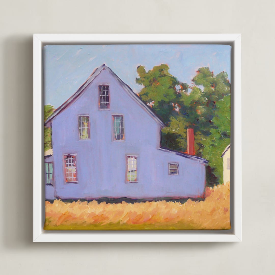 "Corner Farm House" - Art Print in Light Lavender by Carol C. Young - Framed Canvas