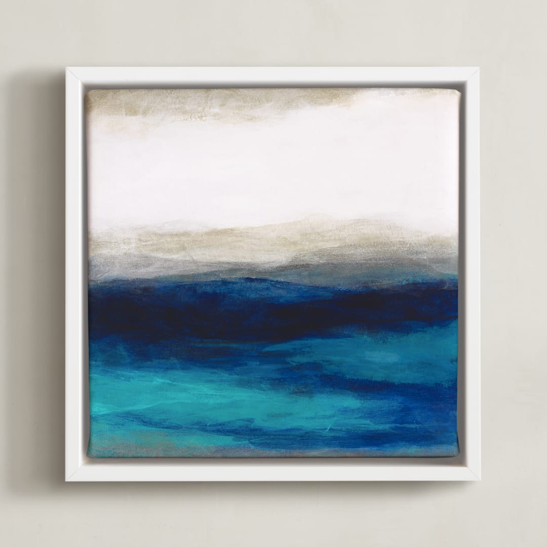 "Liquid Peace" - Art Print in Blue by Melissa Marquardt - Framed Canvas