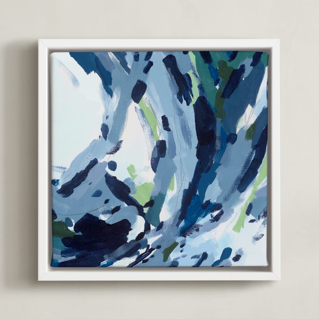 "Verdant Wave " - Art Print in Sea Blue by Katie Craig - Framed Canvas