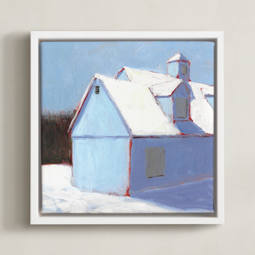 "Linen Snow" - Art Print in Ice Blue by Carol C. Young - Framed Canvas