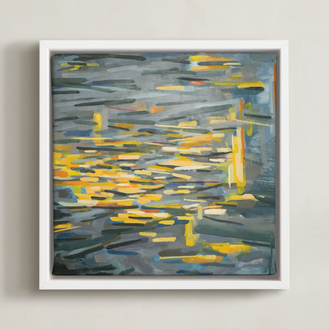 "Convergence 1" - Art Print in Slate by Kelly Johnston - Framed Canvas