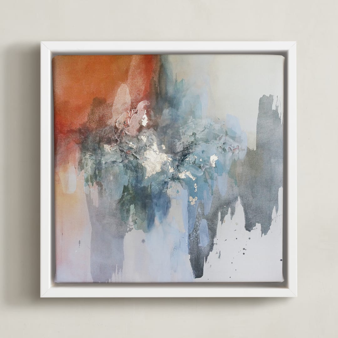 "Don't Stop Making Mistakes" - Art Print in Glacial Blue by Christine Olmstead - Framed Canvas
