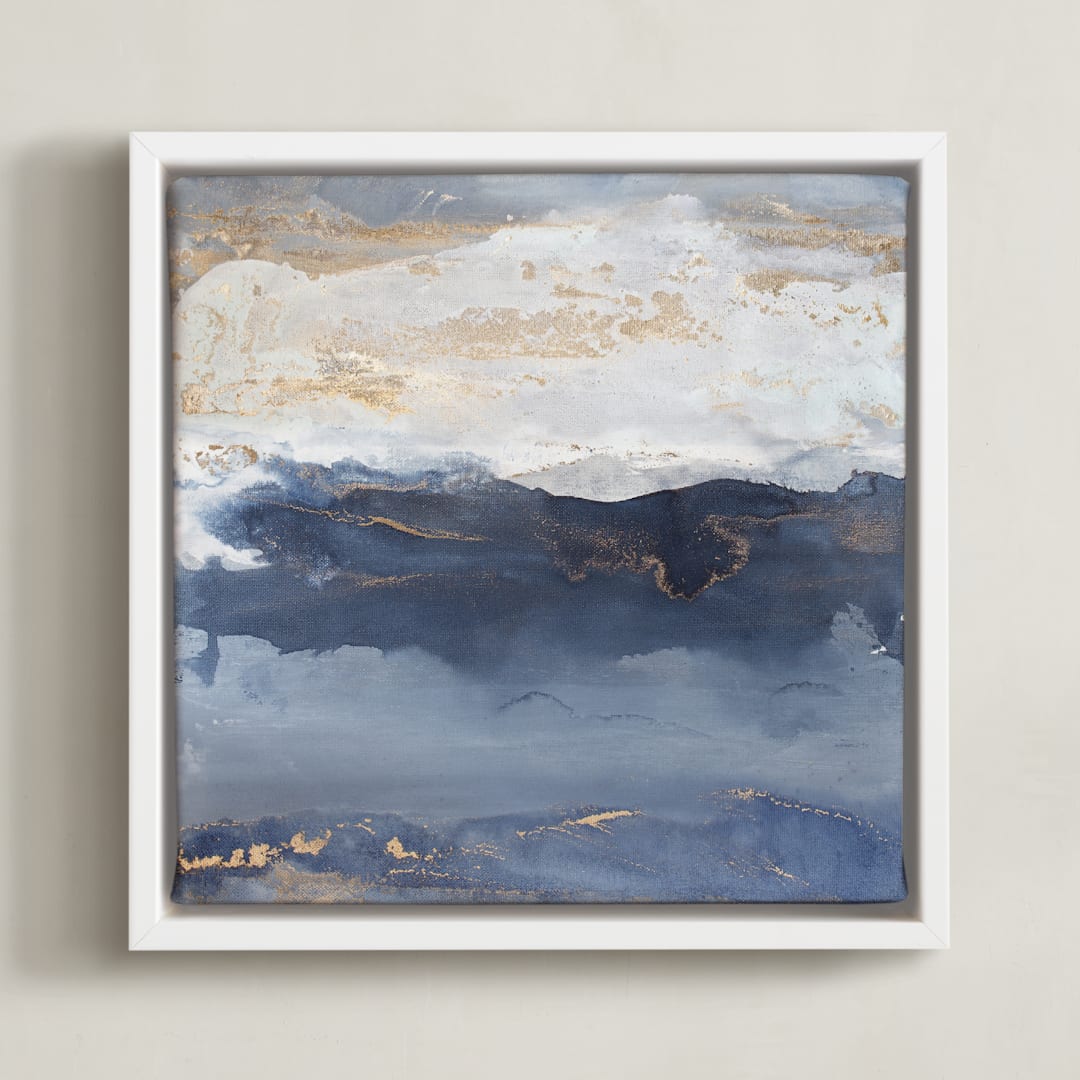 "Tahitian Pearl No. 3" - Art Print in Navy by Julia Contacessi - Framed Canvas