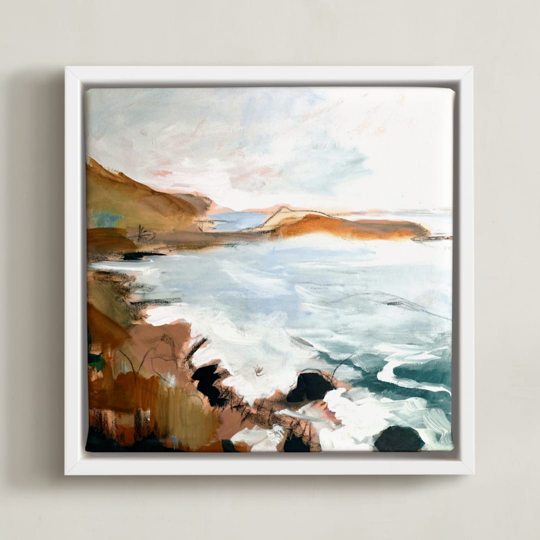"Cornwall" - Art Print in sea mist blue by Shawnee Mills - Framed Canvas