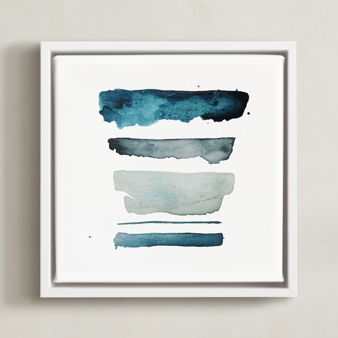 "of land and sea - deep" - Art Print in Aqua by Kiana Lee - Framed Canvas