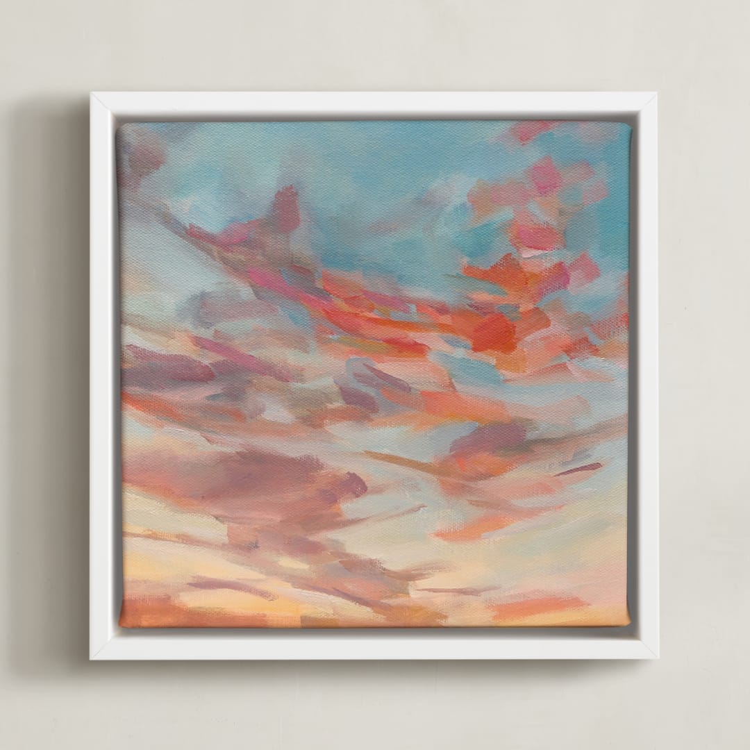 "Graceful Exit" - Art Print in Blush by Kelly Johnston - Framed Canvas