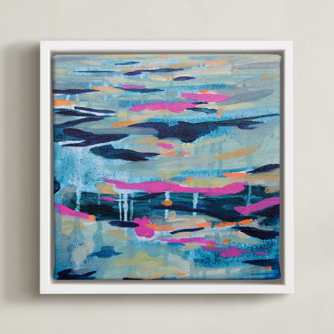 "Tilt Shift" - Art Print in Fuschia by Kelly Johnston - Framed Canvas
