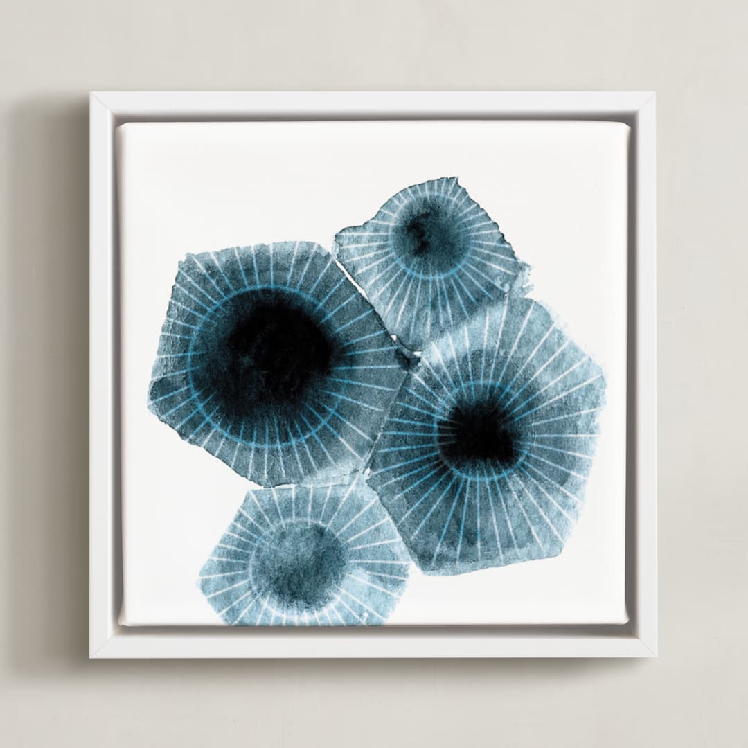 "fossilized rock" - Art Print in Dark Ocean by Tanya Lee of Frooted Design - Framed Canvas