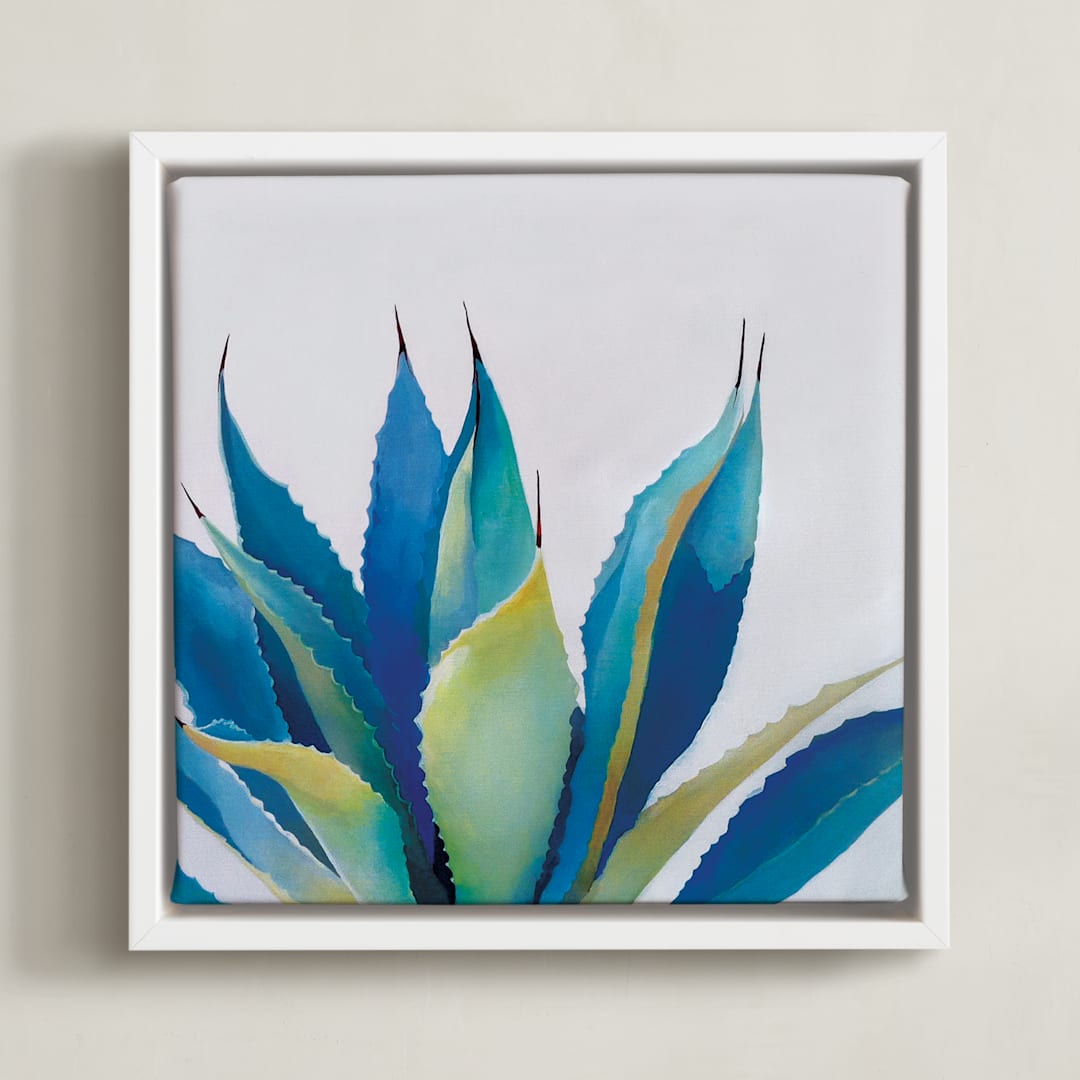 "Blue Agave" - Art Print in Teal by Amanda Phelps - Framed Canvas