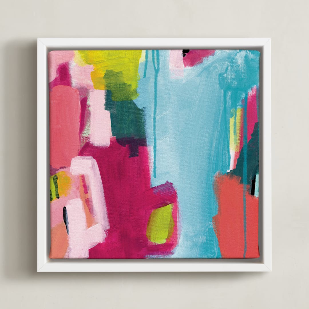 "That's How The Story Goes" - Art Print in Turquoise by Natalie Baca - Framed Canvas