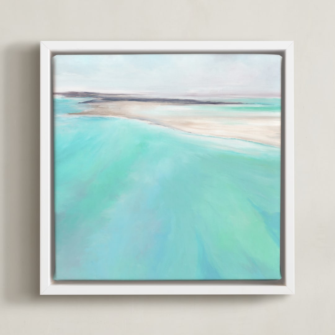 "Aqua Waters" - Art Print in White by Elizabeth Sabine - Framed Canvas