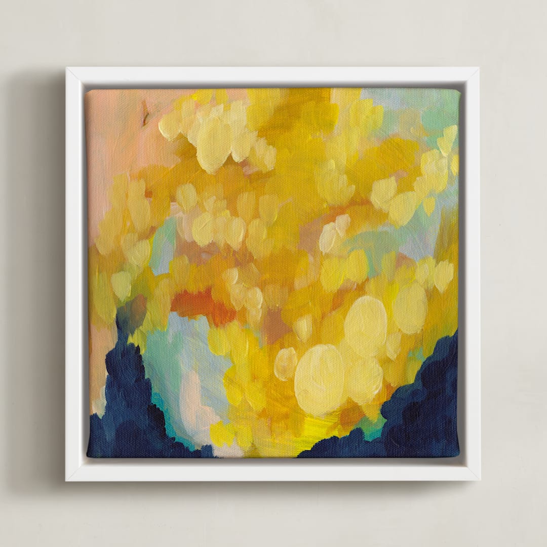 "Goldenrod" - Art Print in White by Holly Whitcomb - Framed Canvas
