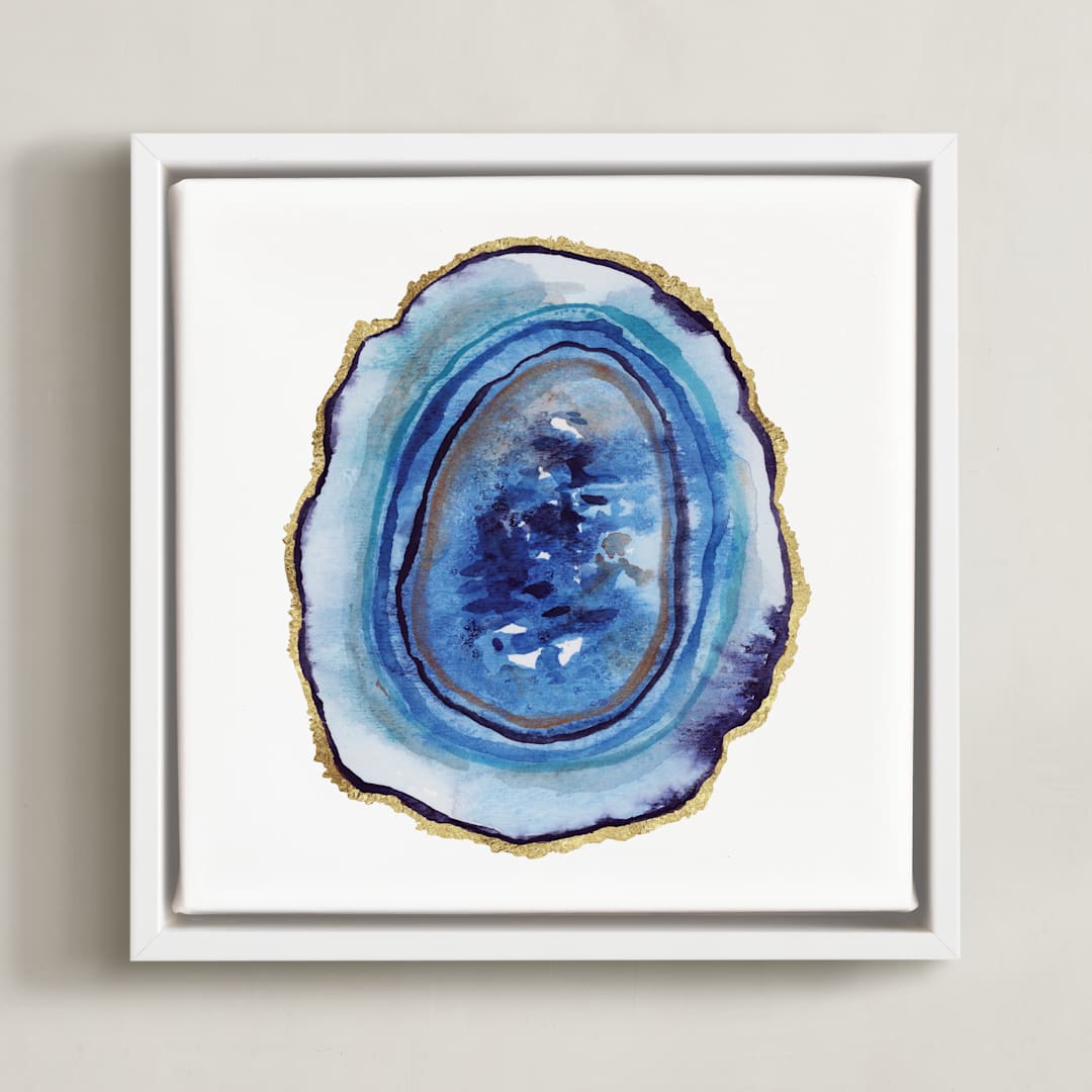 "Sliced" - Art Print in blue by Kelsey McNatt - Framed Canvas