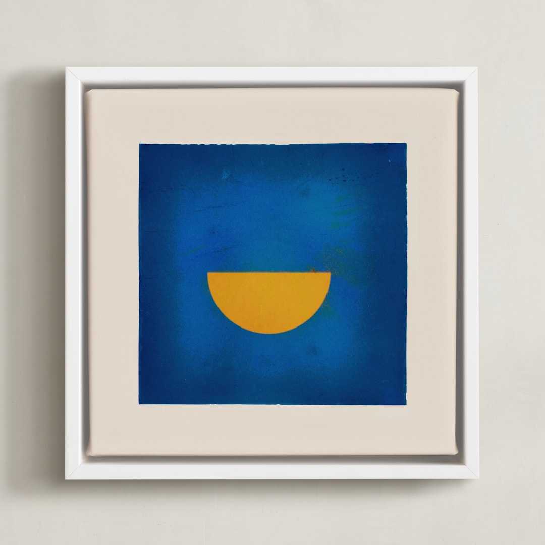 "Taking Shape Bright 3" - Art Print in Blue Moon by Kamala Nahas - Framed Canvas