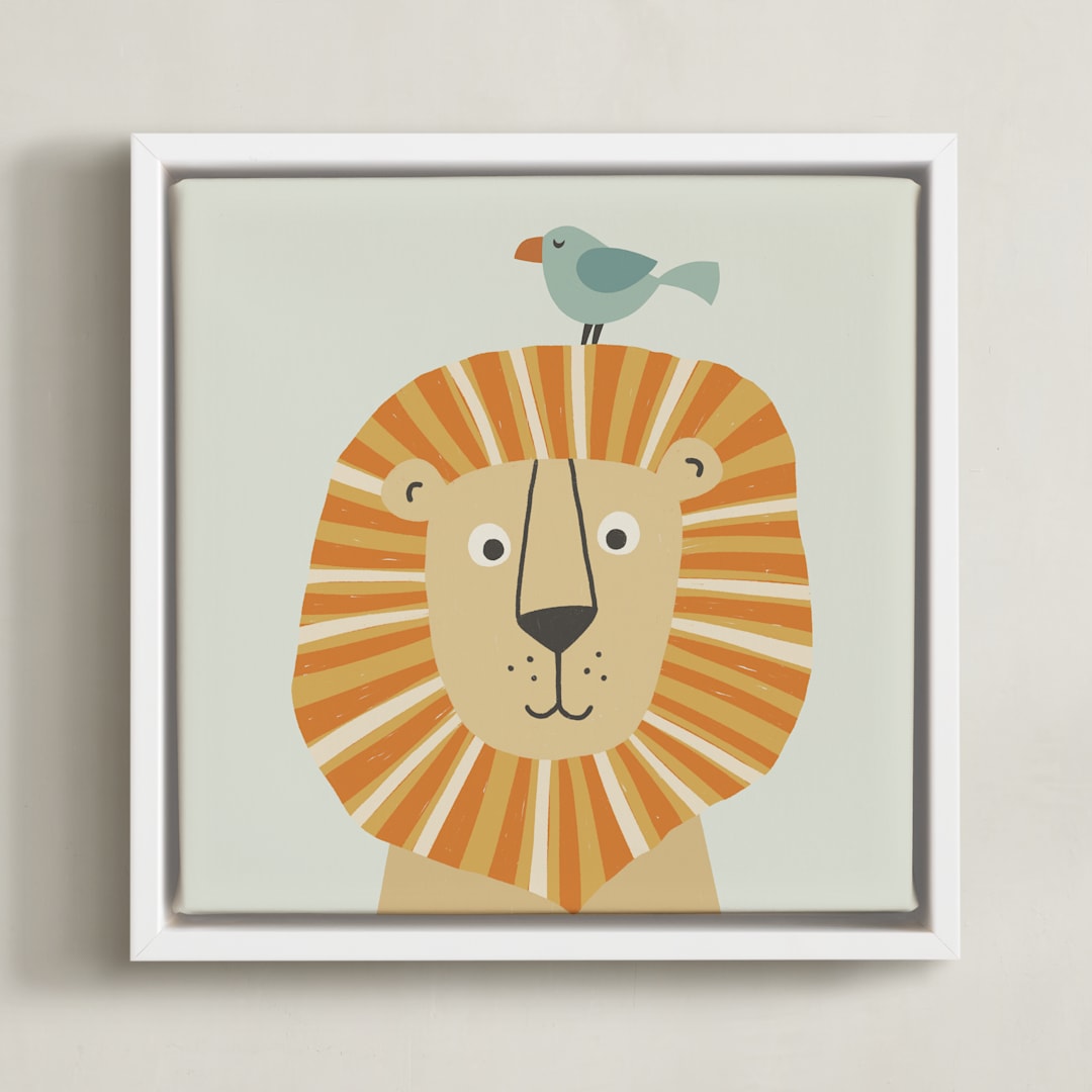 "My Jungle Friends 2" - Art Print in Lion by Anequ Studio - Framed Canvas