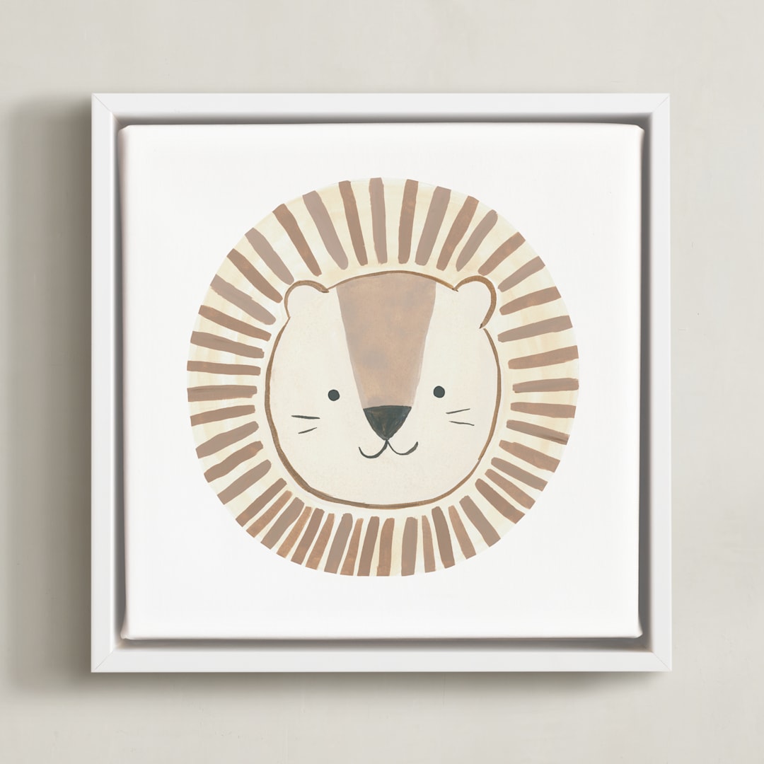 "Animal Faces 1" - Art Print in Brown by Teju Reval - Framed Canvas