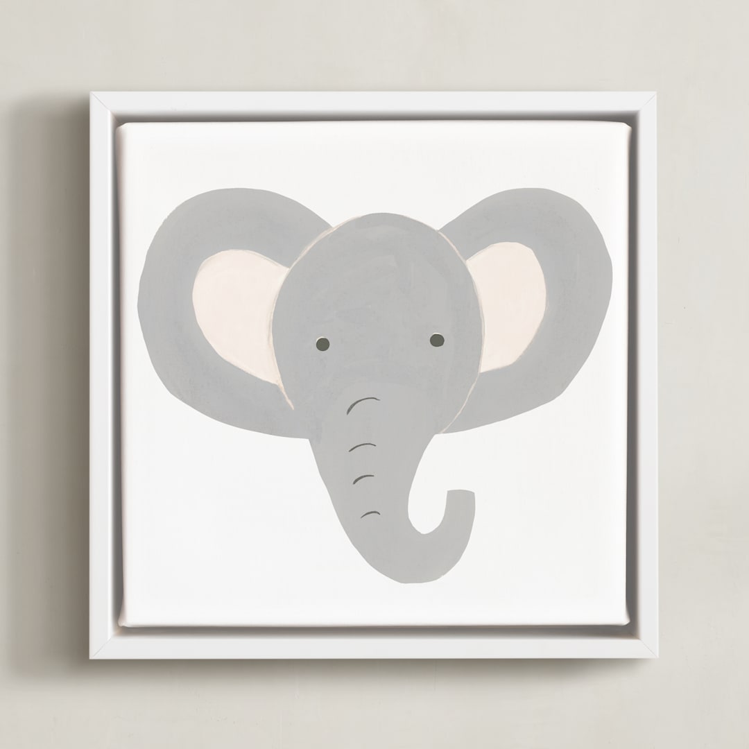 "Animal Faces 2" - Art Print in Grey by Teju Reval - Framed Canvas