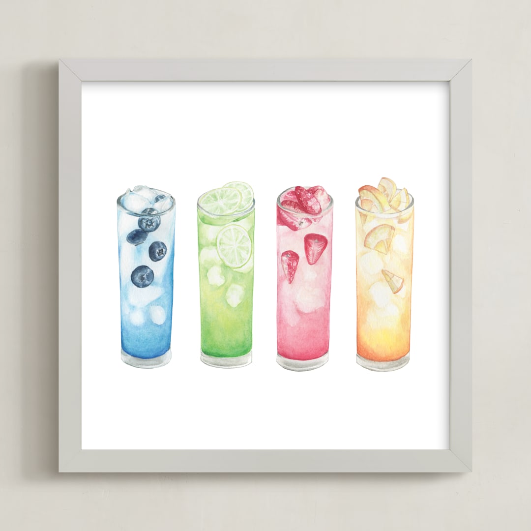 "watercolor drinks" - Art Print in Rainbow by Anne Kostecki - Framed