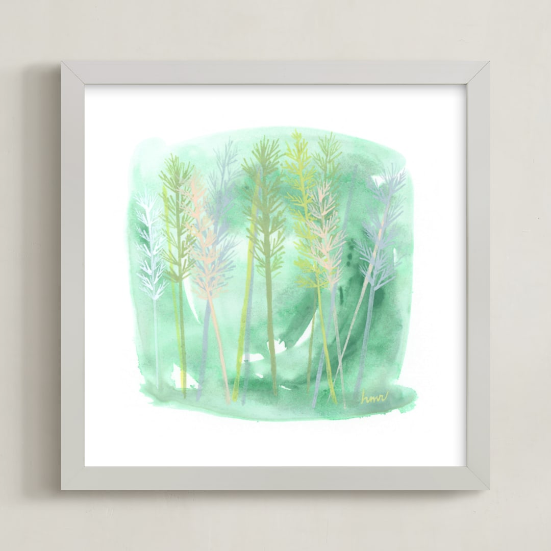 "Botanical Grasses" - Art Print in Mint by Hettie Roberts - Framed