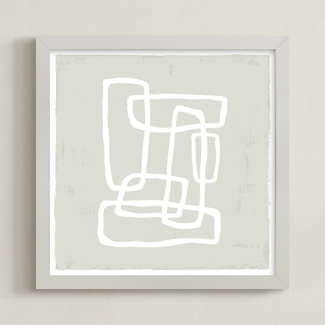 "Abstract Interlocking Shapes Square" - Art Print in Neutral by itsjensworld - Framed