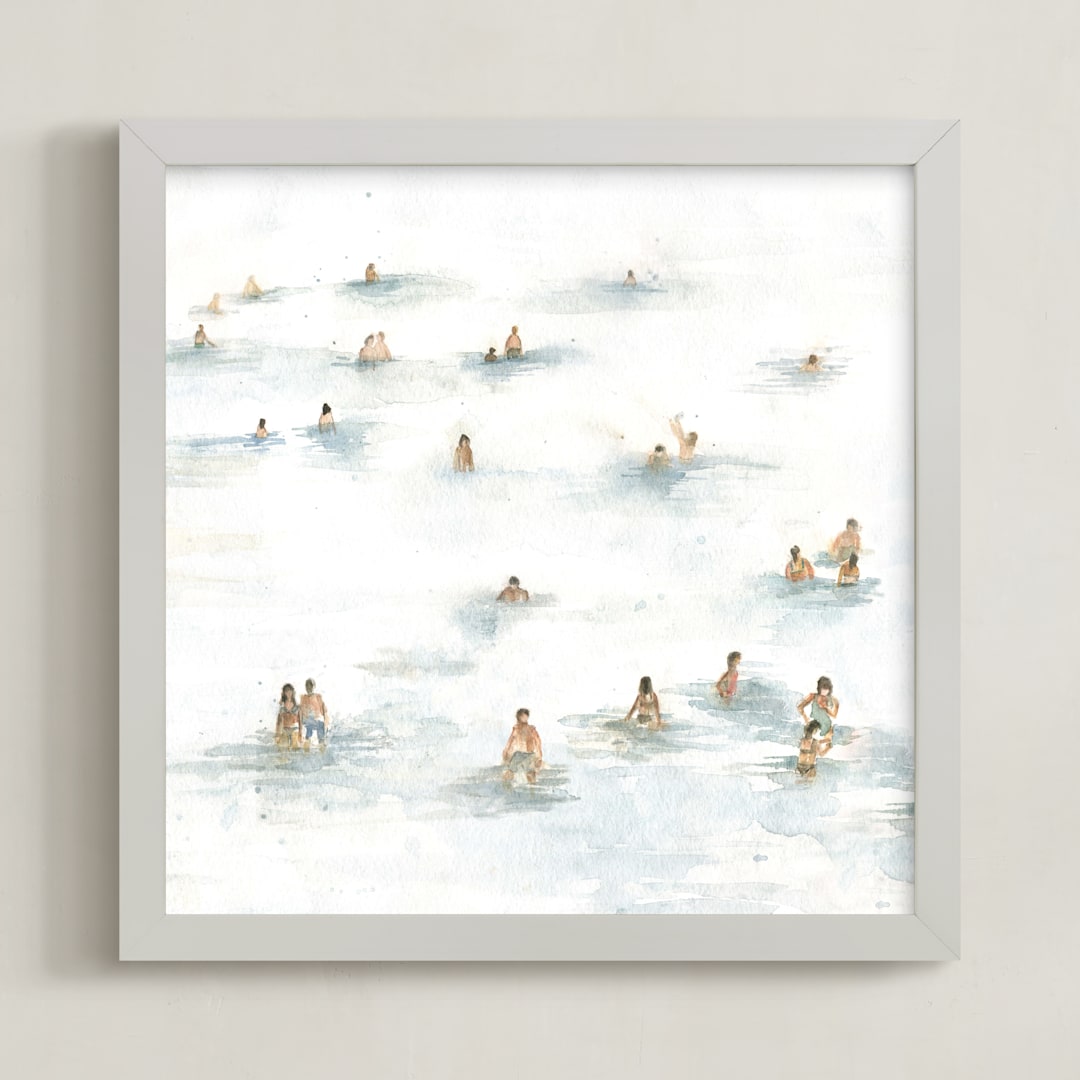 "To the beach" - Art Print in blue sea by Lulaloo - Framed
